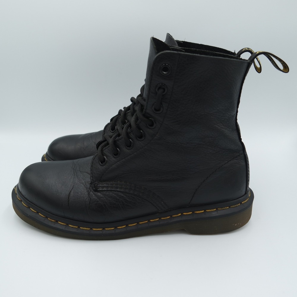 Dr. Martens 1460 Pascal Virginia Black Leather 8-Eye Lace Up Boots Womens 7